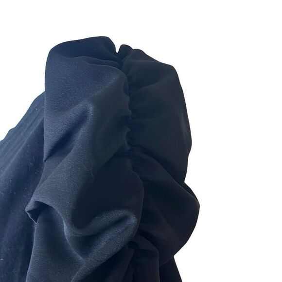 Patrizia Luca Black Pullover Top Long Puff Sleeves Sheer Stretch Small Italian - Picture 4 of 10